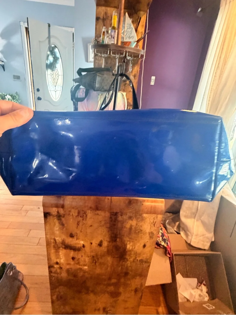 henri bendel Clear Tote with Blue Base and Black Straps